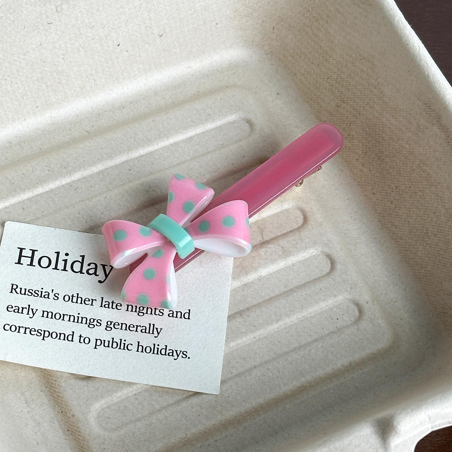 

Милые и современные аксессуары для волос с бантом в горошек, идеально подходящие для повседневного использования женщинами. Pink6.8cm