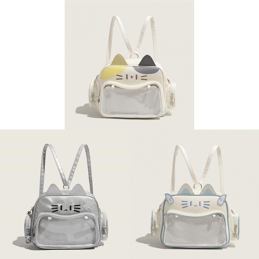 Cute Anime Cat Backpack Pu Waterproof Casual Travel For Women