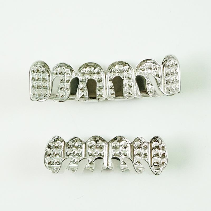 Gelbes Diamant Strass Hip Hop Grillz Set: Verstellbare Falsche Zähne Schmuckstücke für Europäische & Amerikanische Rap Bühnen