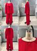 European & American Style Women's Cotton Linen Blend Shirt and Wide Leg Pants Set
