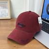 Fashion Hat American retro big head circumference letter embroidered baseball cap women's washed cap showing face small wide brim soft top hat