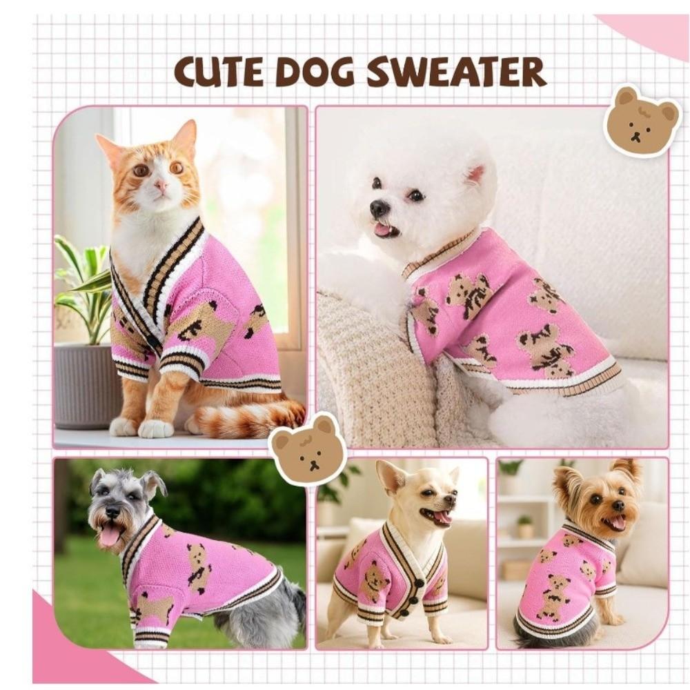 Bärenmuster Haustier Hundekleidung Warmer Haustier Cardigan für Kleine Mittlere Hunde Chihuahua Welpe Haustier