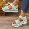 New sandals women's large size thick-soled color matching flat-soled Velcro daily casual beach sandals