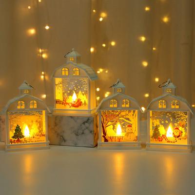 Weihnachtshaus-Windlicht, zartes LED-Nachtlicht, Schneemann, Weihnachtsmann, Elch-Element, schafft Atmosphäre, Umgebungslichter, Fensterbehänge