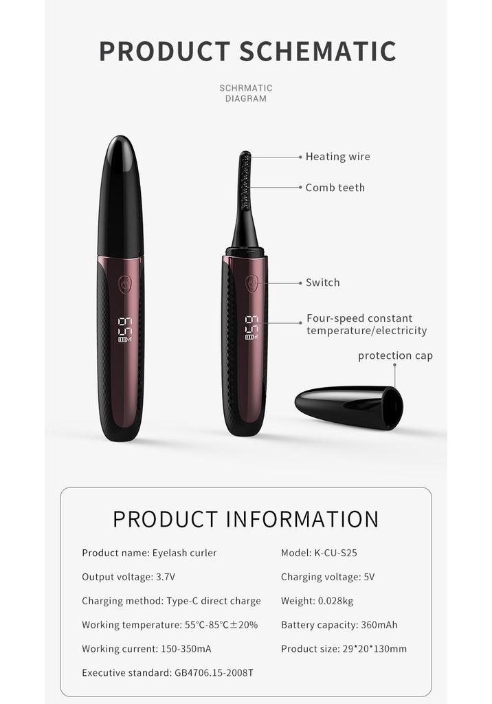 Rechargeable Heated Electric Eyelash Curler