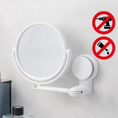 Rotating Plastic Folding Vacuum Suction Round Bath Accessorie Makeup Supplies Vanity Mirror Shave Mirrors Wall Hang Bath Mirror
