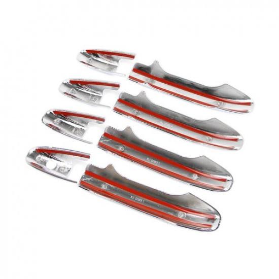 8Pcs Chrome Car Door Handle Frame Panel Cover Trim For Honda City 2008-2013