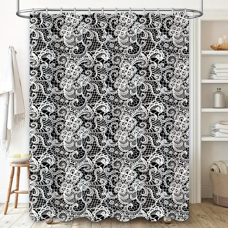 Black White Lace Shower Curtain Bathroom Decor Home Decoration Waterproof Printed Fabric Shower Curtains for Bathtub Custom Size