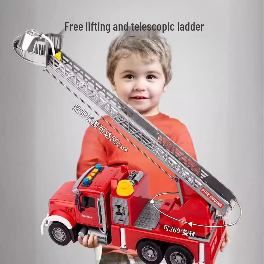 Large Kids' Toy Car: Engineering Vehicle with Water-Spraying Fire Truck, Sound & Light, Storytelling Feature