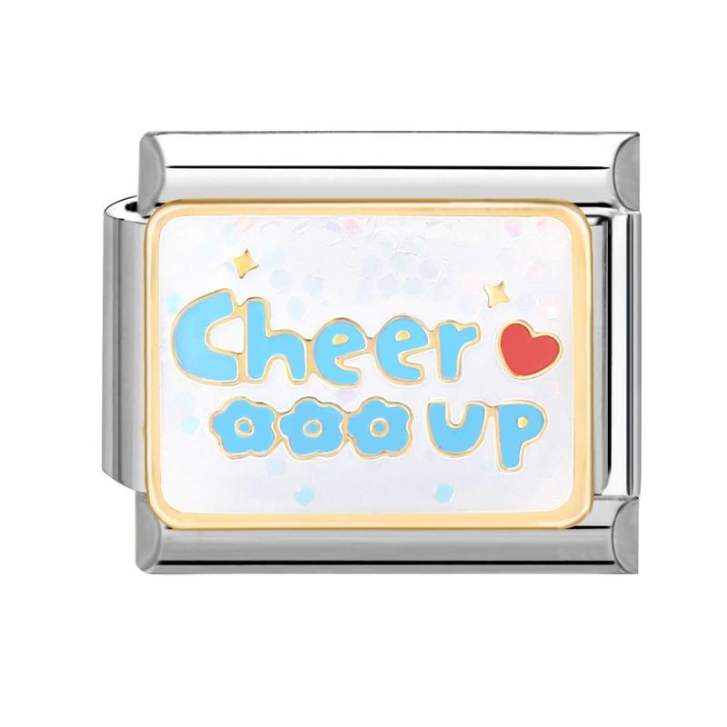 New Y2K Colorful Glaze English Word Italian Charm Link fit 9mm Stainless Steel Jewelry DIY Making Bracelets For Gifts