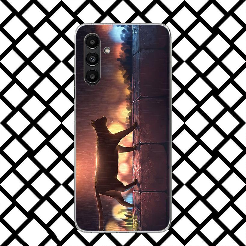 Anime Cat Rain Animal Phone Case for Samsung Galaxy A17 A37 A57 A16 A26 A36 A56 A15 A25 A35 A55 A14 A24 A34 A54 A13 A23 A33 A53