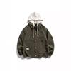Fake Two Men's Autumn and Winter Contrasting Tooling Jacket Outdoor Jacket Casual Loose Contrasting Hooded Jacket
