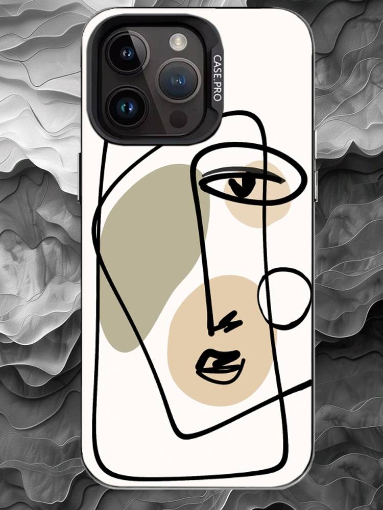M-Modern minimalist abstraction Phone Case For iPhone 17 16 15 14 13 12 11 Pro Max Plus Silver Matte Black Cover