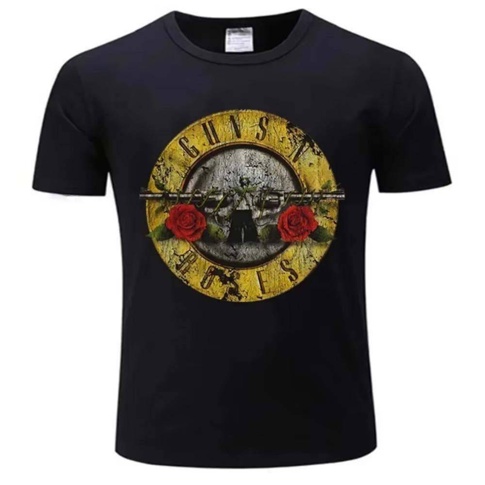 Guns N Roses Bullet Logo Black Men'S Graphic Band T-Shirt Tshirt New T Shirts Man Top Tee tops Gun Movie Logo