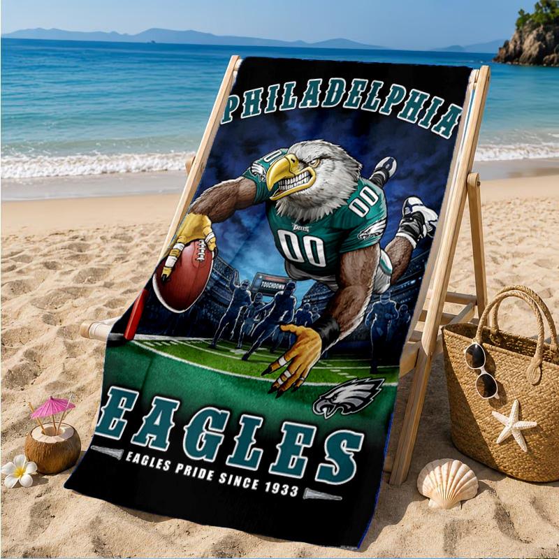 Asciugamano da Spiaggia Philadelphia Eagles, Asciugatura Rapida, Facile da Curare, Adatto Sia per il Fitness che per le Vacanze al Mare, Essenziale per lo Sport