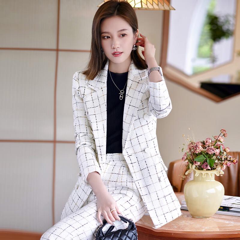 Teloram Tweed Plaid Women's Suit Set