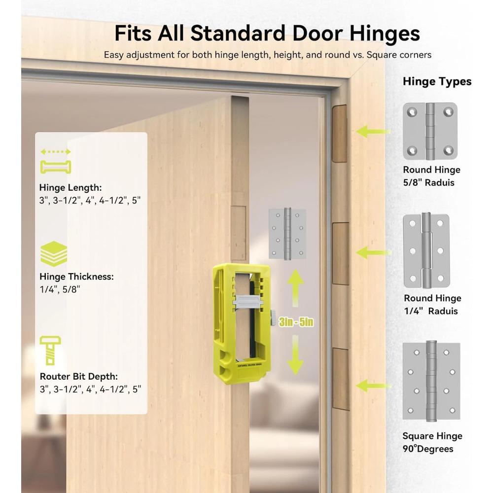 Door Hinge Jig Door Hinge Mortiser  Hinge Installation Kit  Door Hinge Router Template For 3Inch To 5Inch Hinges
