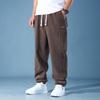 Men's Plus Size Cotton Fleece Pants: Spring/Autumn Straight-Leg Loose Fit for Casual Sportswear