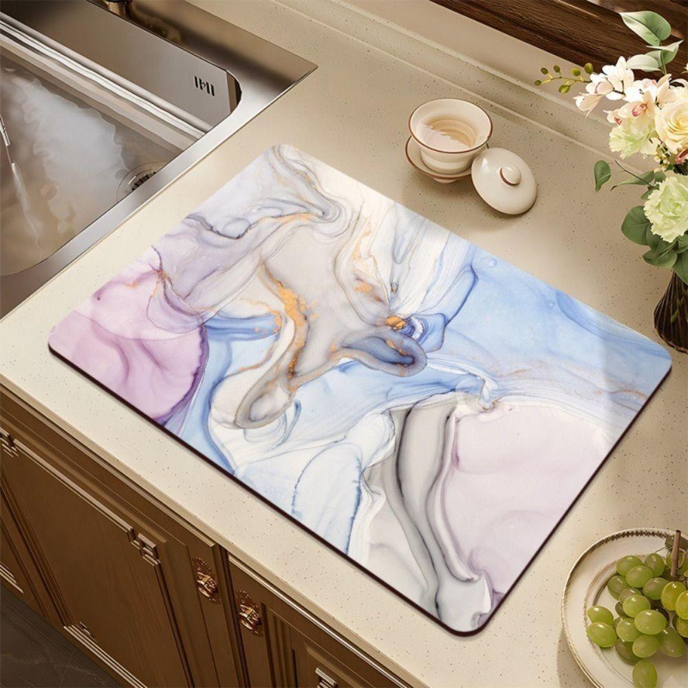 Quickly Dry Super Absorbent Marble pad Kitchen Coffee Bar Dish Drying Mat Multipurpose Drain Pad Hide Stain Placemat