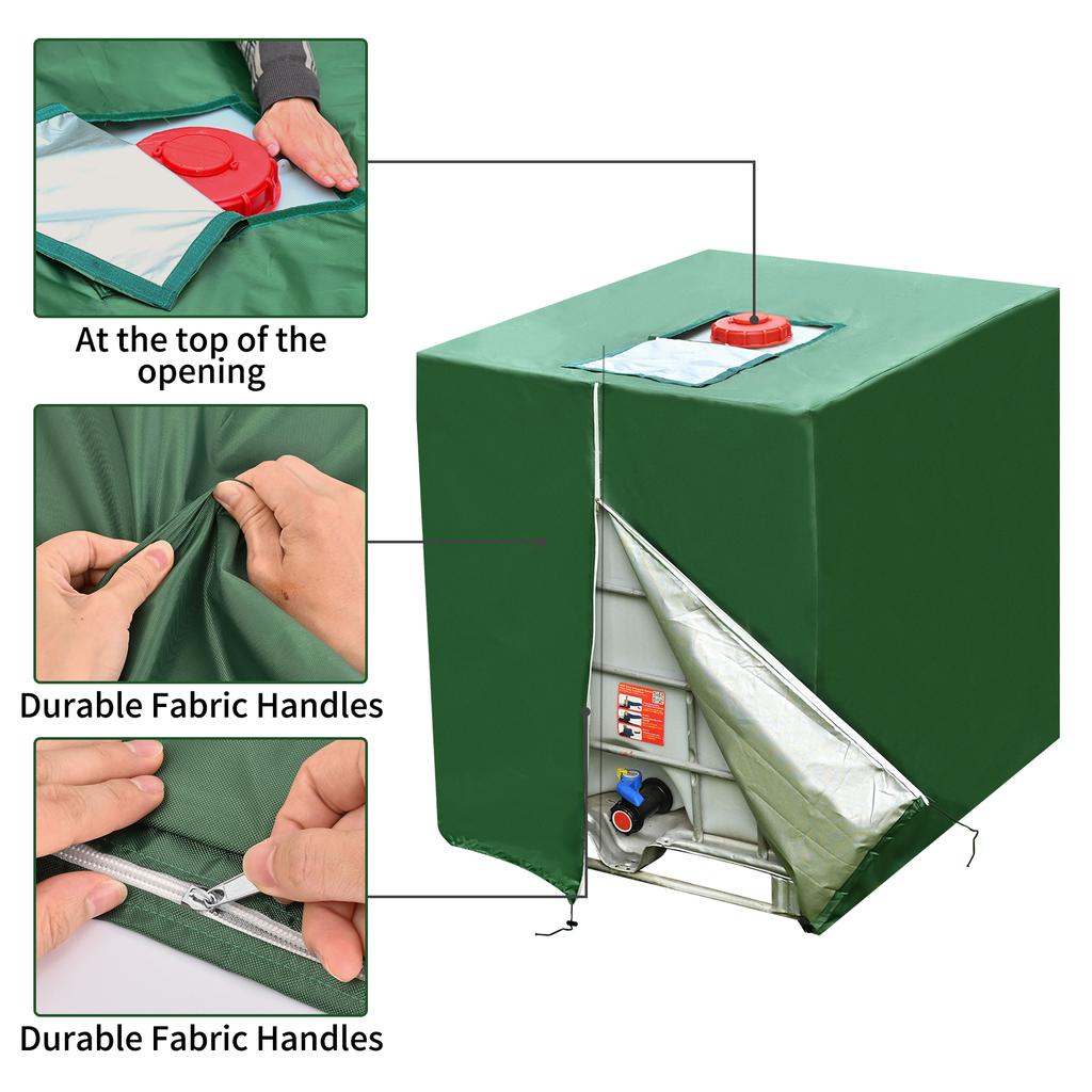 Copertura per Serbatoio Acqua IBC con Cerniera Copertura Secchio Adatta per Serbatoio Acqua Esterno 210D 1000L Copertura Protettiva