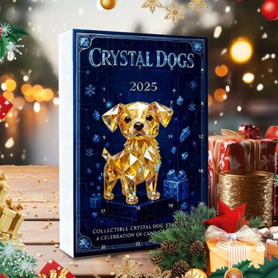 Yousheng Faux Crystal Dogs Advent Calendar 2025 24 Day Countdown Box with Cute Acrylic Puppy Figures Christmas Tree Decor for Dog Lovers