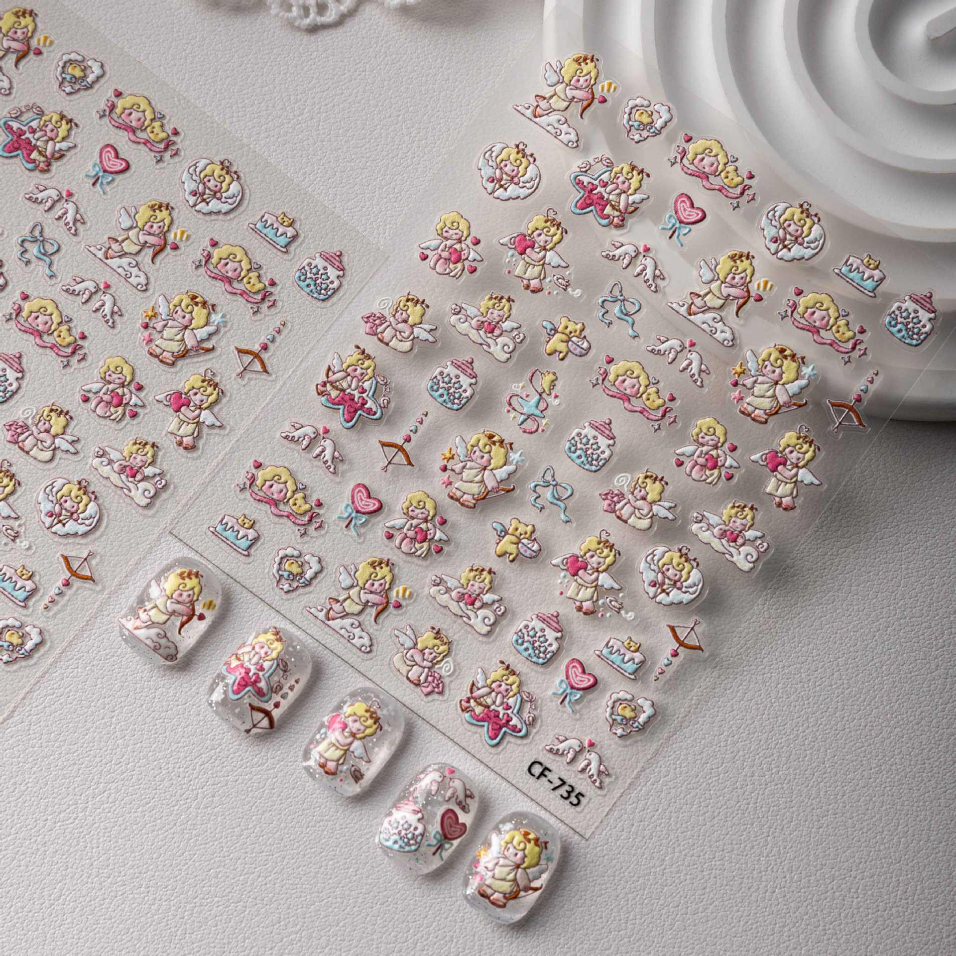 Наклейки Cyansea Angel с тиснением для ногтей и телефона 735