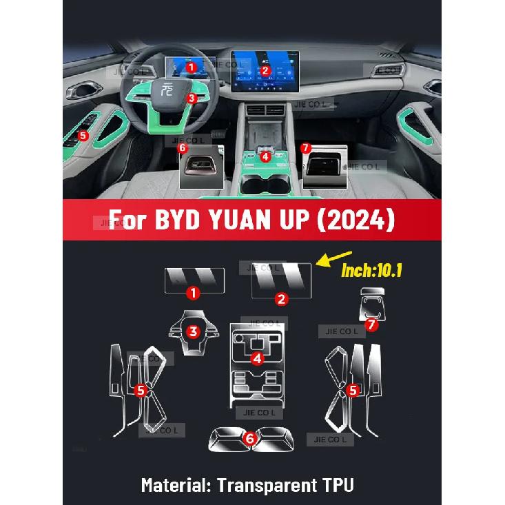 Anti-scratch Car Interior Center Console Media Dashboard Navigation TPU Protector Film For BYD YUAN UP 2024 2025 Accessories