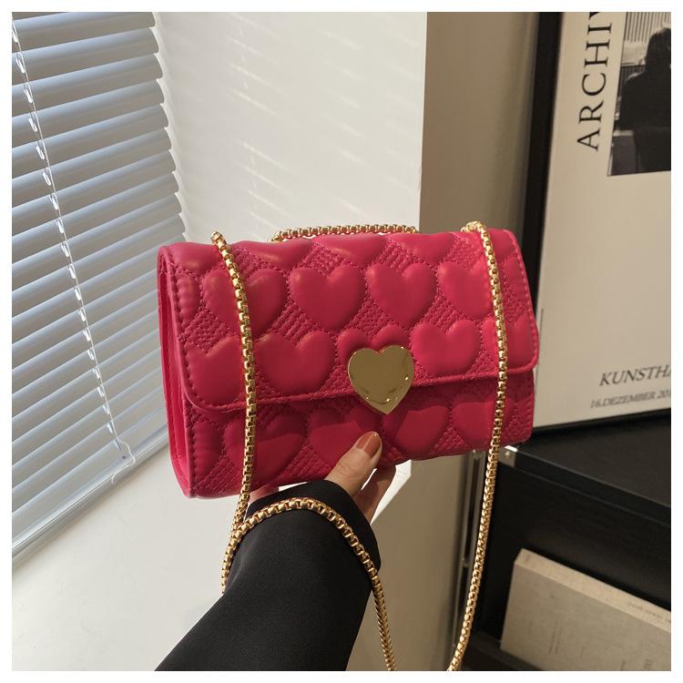 

Нова невелика квадратна сумка на ланцюжку 2024 року, популярна невелика сумка на плечі цього року, маленька модна універсальна жіноча сумка в ароматному стилі рожевий червоний колір