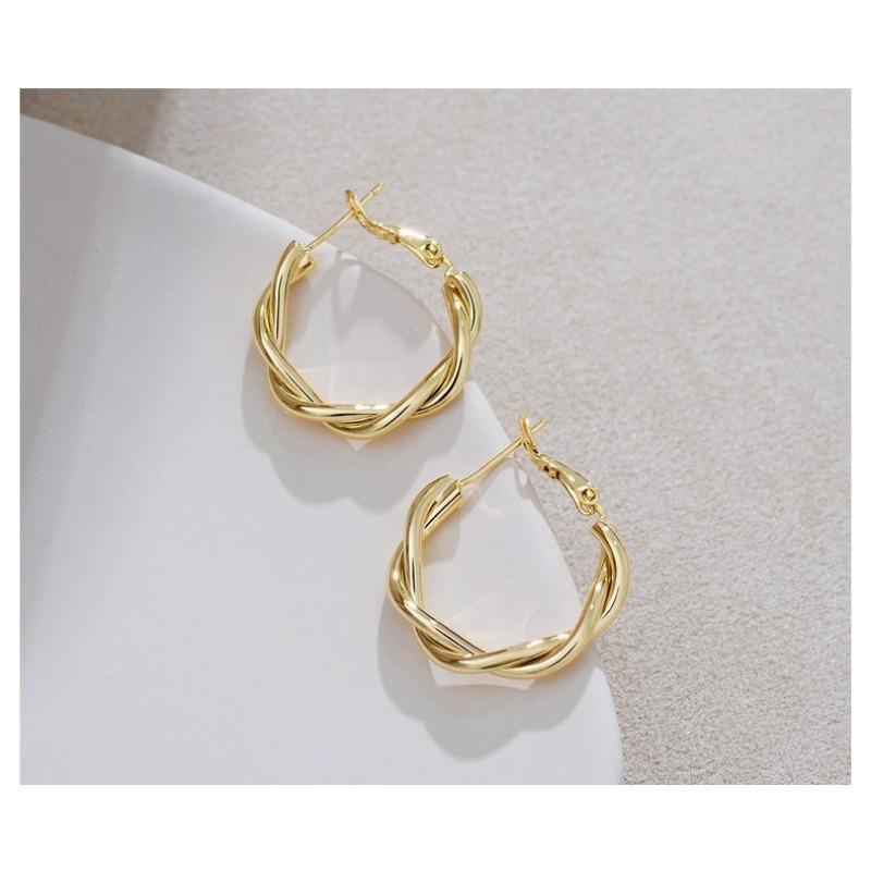 Women Fashion Geometric C Shaped Circle Hoop Earrings Minimalist Jewelry