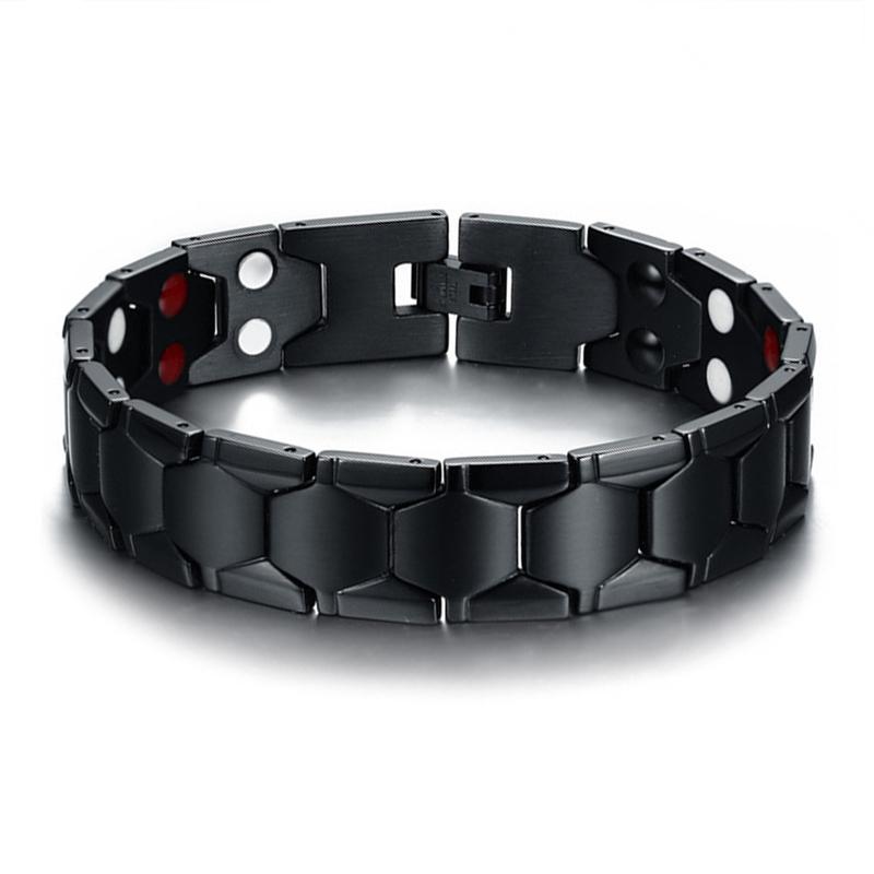 

Vinterly Magnetic Bracelet Male Black Brazil Football Style 18mm Wide Health Energy Stainless Steel Men Chain Link Jewelry Punk
