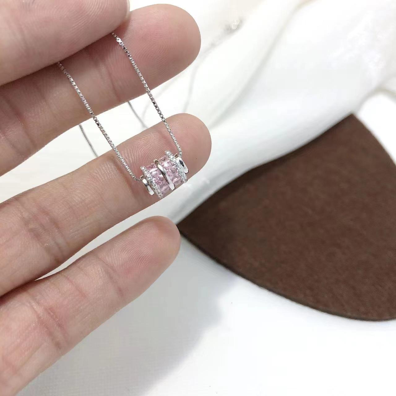 

S925 Pink Trapezoid Diamond Slim Waist Necklace - Cute & Luxurious Korean-Inspired Collarbone Chain