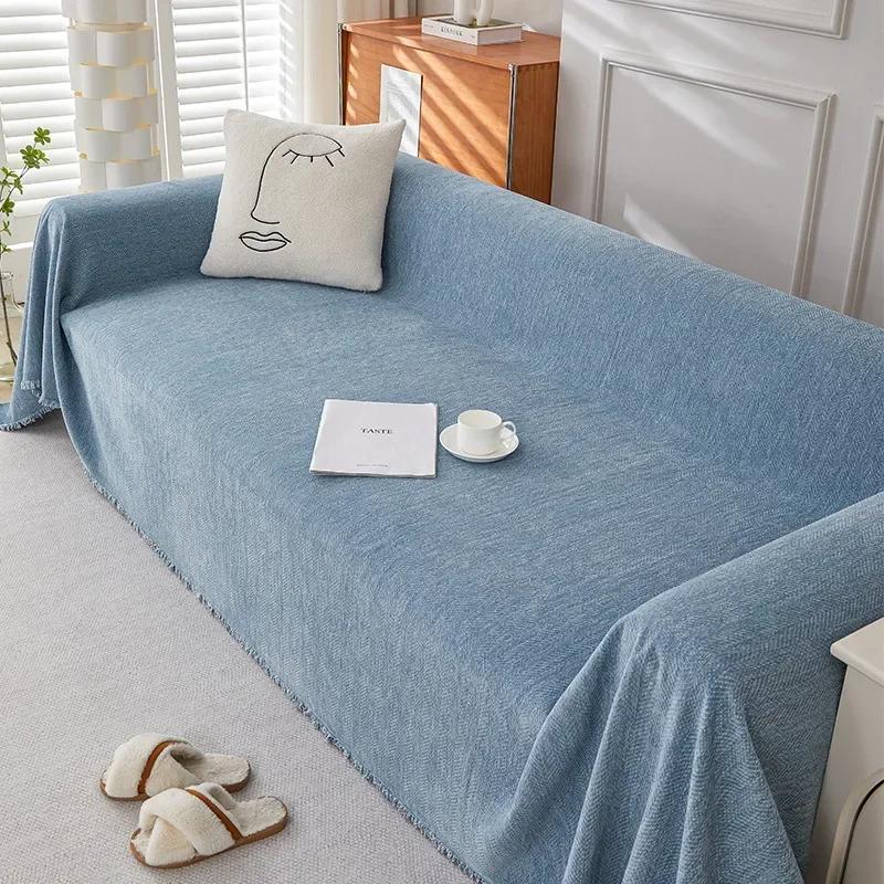 Anti Slip Sofa Towel Herringbone Pattern Solid Color Chenille Four Seasons Universal Sofa Cushion Living Room Sofa Covers