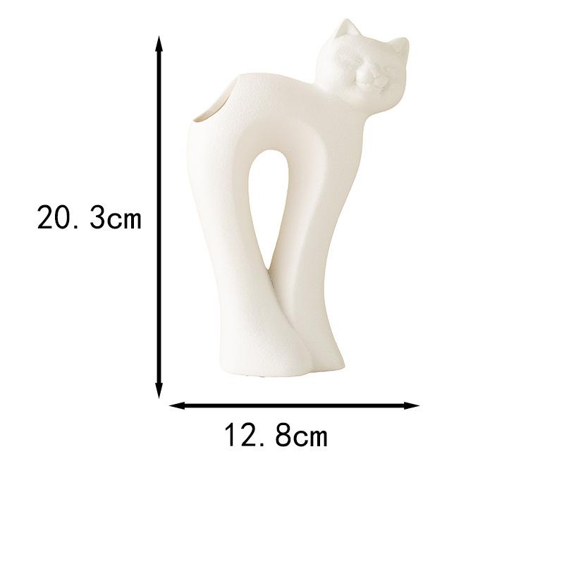 Křivá kočka Keramická váza Květináče Stolní dekorace Aranžování květin Roztomilé kotě Květinové vázy Estetická dekorace místnosti