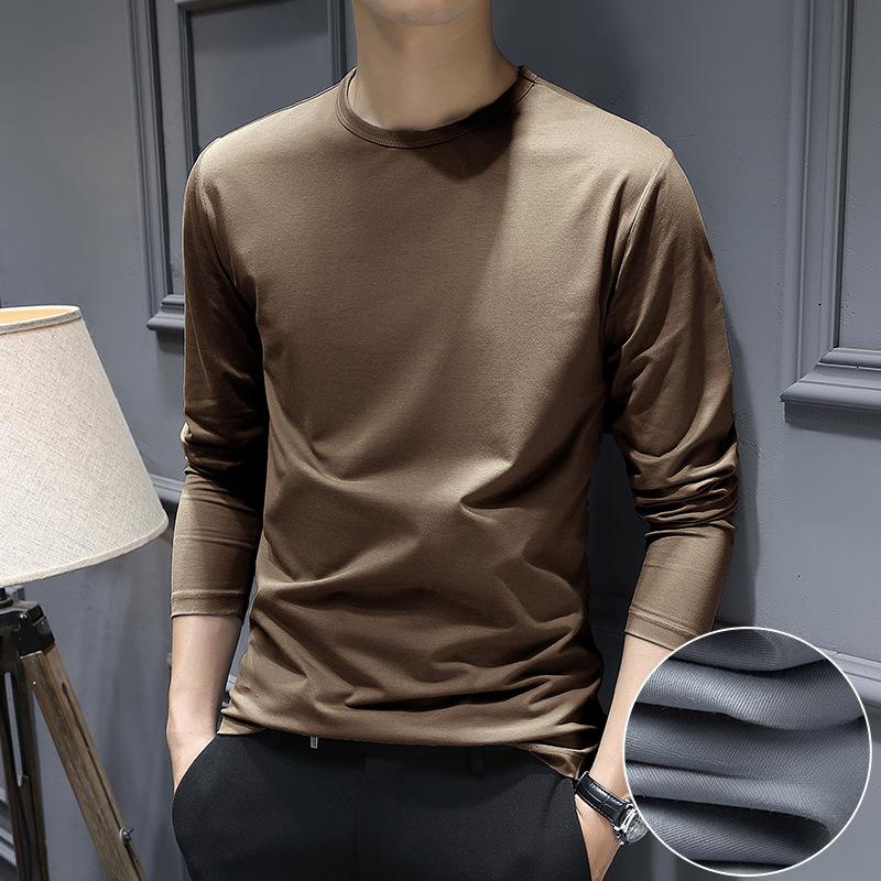 Long-Sleeve T-Shirt For Men, Autumn Base Shirt, Solid Color White Inner Top, Autumn Top, Black And White T-Shirt