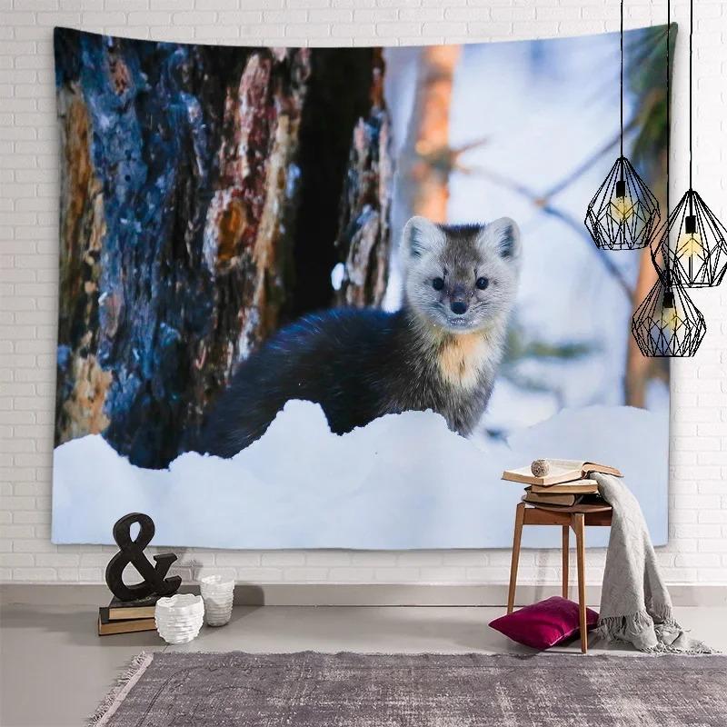 Cute Mink Animal Decorative Tapestry Home Wall Living Room Office Decorative Tapestry