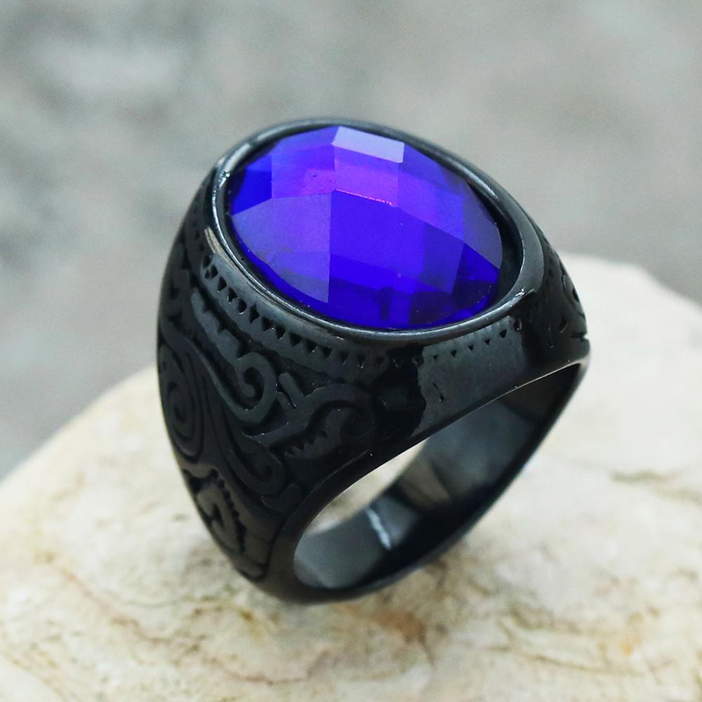 316L Stainless Steel Ring With Black Onyx & Turquoise High Quality Jewelry Factory Direct Sale