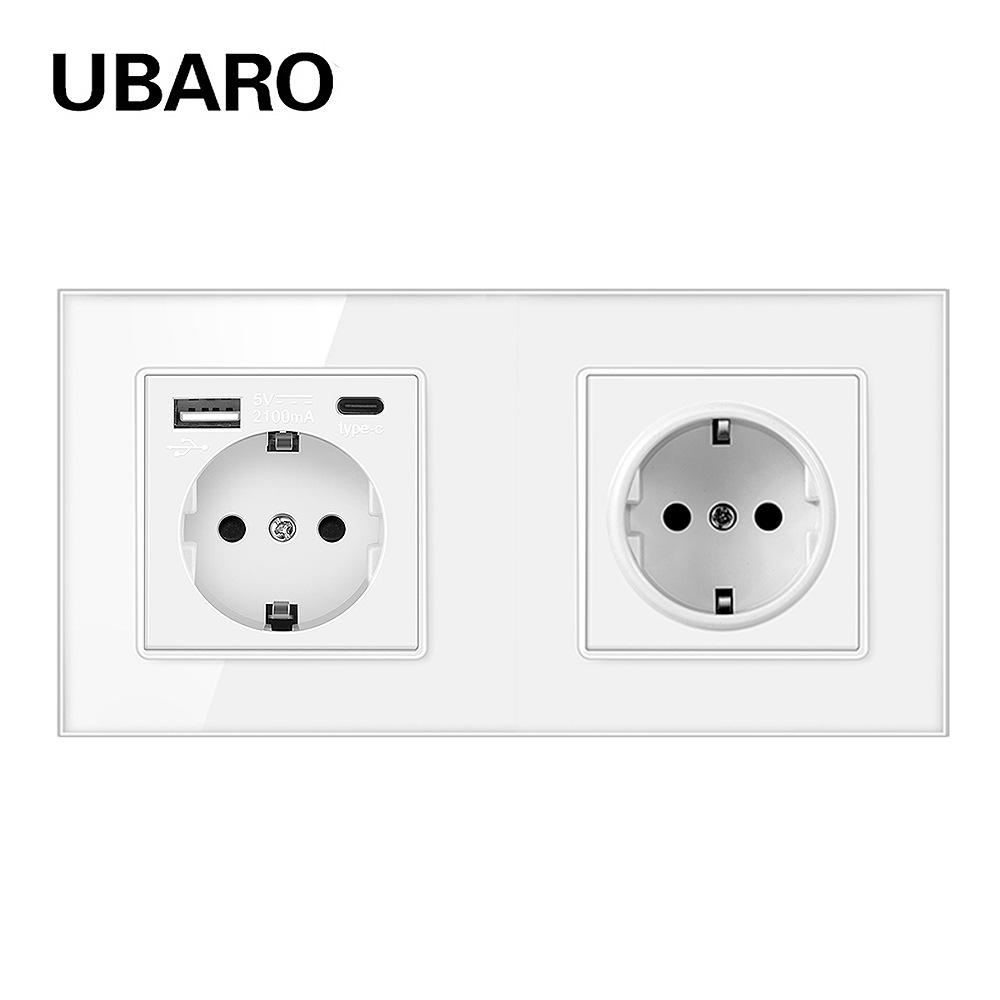 Bseed Europe Russia 16A Wall Power Socket White Black Grey Gold Crystal Glass Panel Plug Electrical Outlet for Home Improvemet
