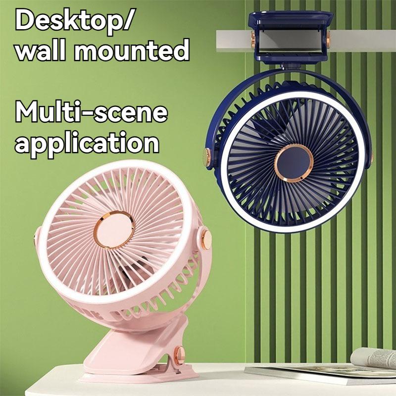 Night Light Fan - USB Charging Handheld & Clip Fan for Student Dormitory Office Desktop & Outdoor Use with Small Ceiling Design