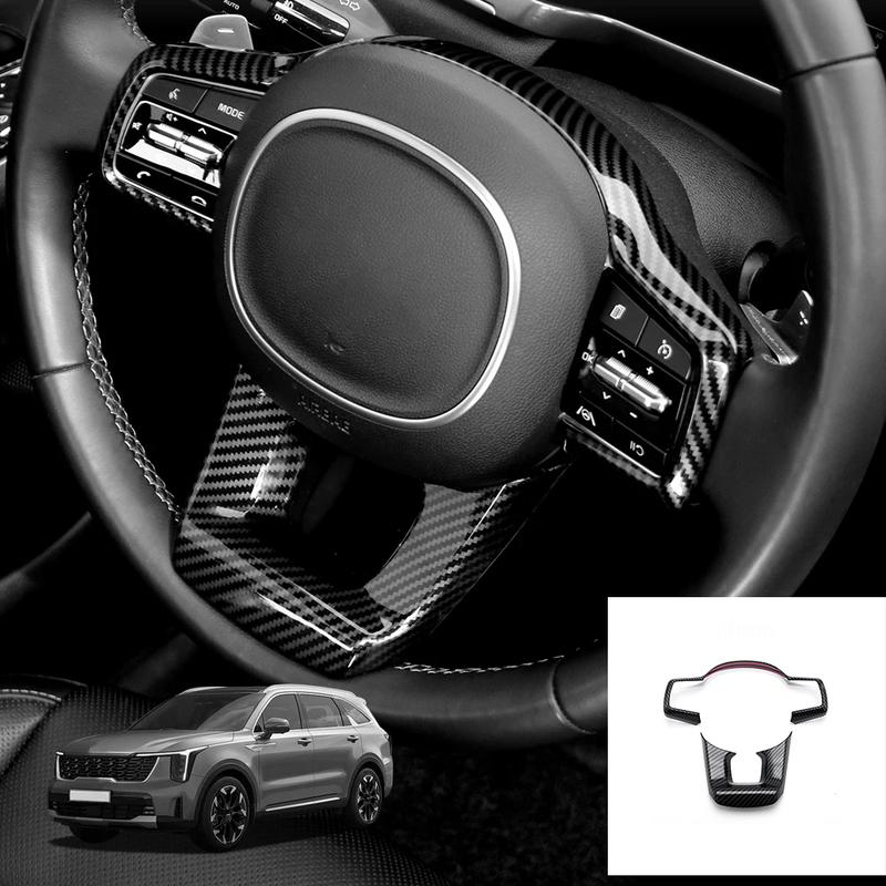 Carbon Fiber ABS Steering Wheel Switch Button Frame Decorative Cover Trim Interior Decal For Kia Sorento MQ4 -2026 LHD/RHD
