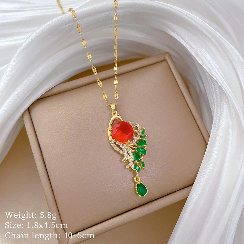 

Легкий розкішний мікроінкрустований справжній золотий павич відкритий екран намисто жіночий новий ключиця ланцюг легкий розкішний нішевий дизайн сенс