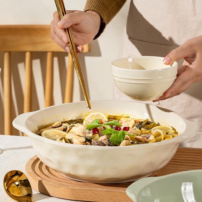 10-inch Ceramic Double-Handle Soup Bowl