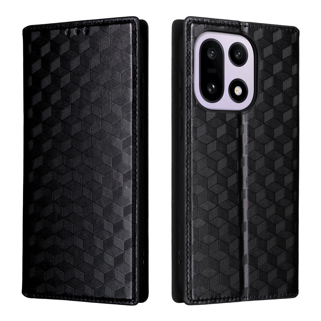 For OnePlus 15 5G Case Wallet Rhombus Imprinted PU Leather Phone Cover