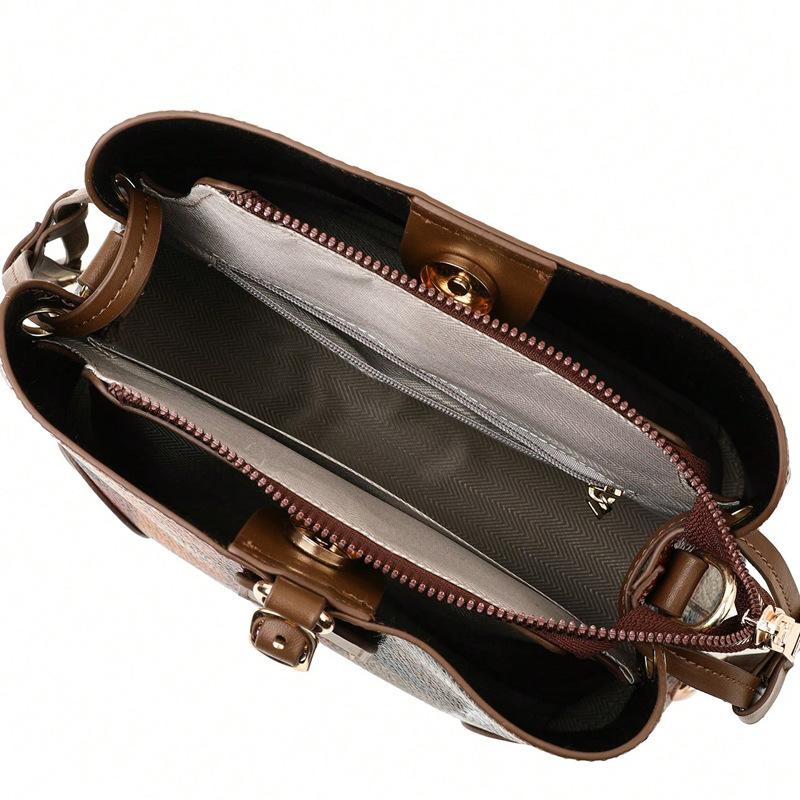 Large PU leather women's bag contrasting color women's shoulder bag large capacity women's crossbody bag fashion