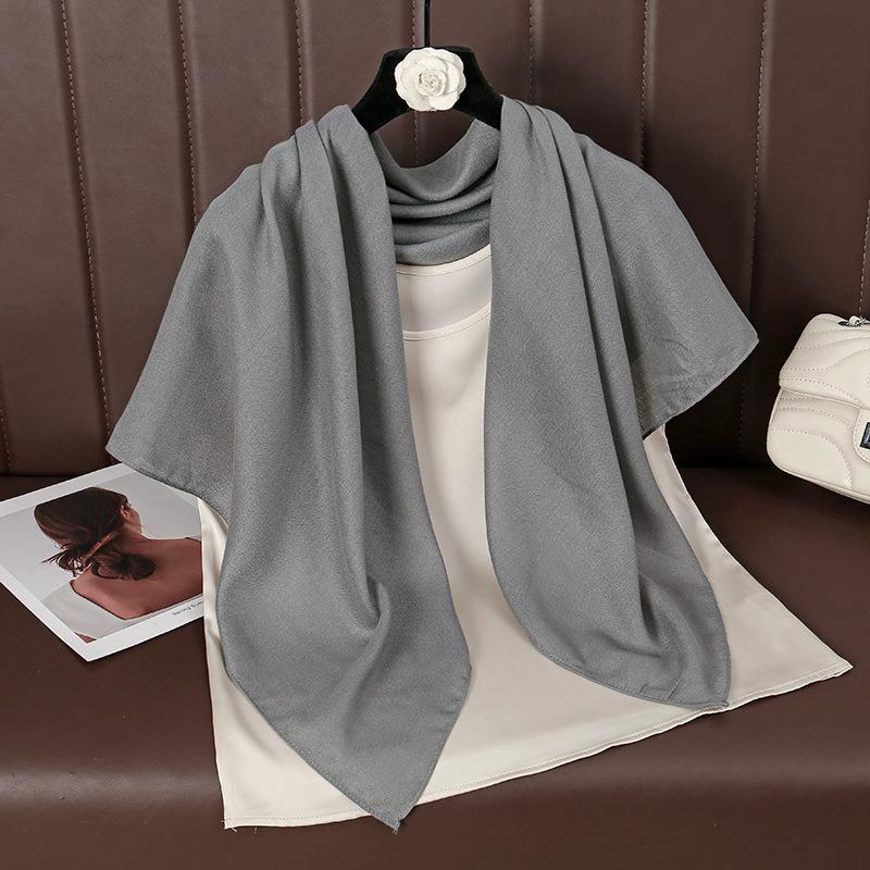 Women Plain Solid Color Square Cotton Viscose Shawl Scarf High Quality Print Soft Shawls and Wraps Bufandas Muslim Hijab 90*90Cm