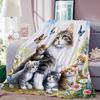 Katzenmalerei Flanelldecke Weiche Warme Überwurfdecke Home Mittagspause Decke für Couch Sofa Büro Bett Reise Mode Geschenk