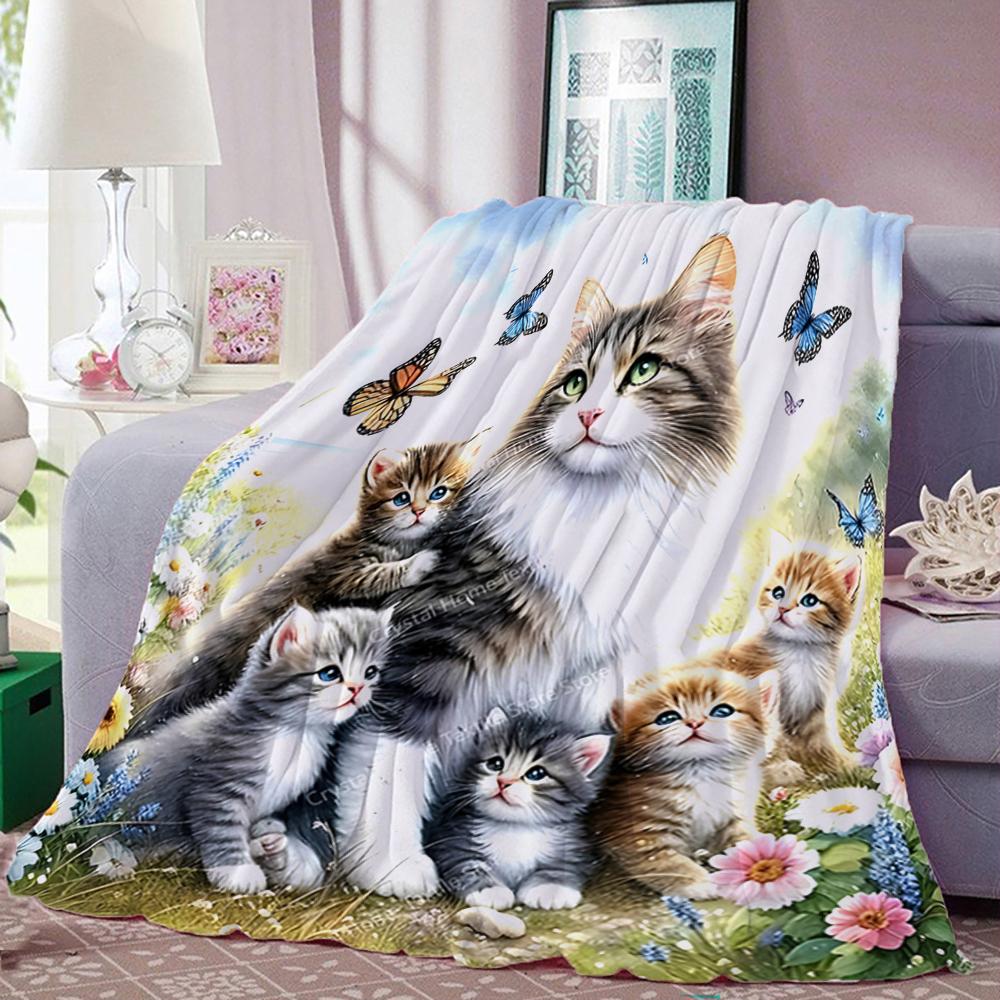 Katzenmalerei Flanelldecke Weiche Warme Überwurfdecke Home Mittagspause Decke für Couch Sofa Büro Bett Reise Mode Geschenk