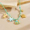 Ocean Themed Necklace for Women Starfish Shell Turtle Pendant Trendy Sea Creature Charm Jewelry