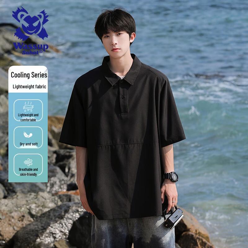 Wassup Sohot Men s Ice Silk Polo T-Shirt L