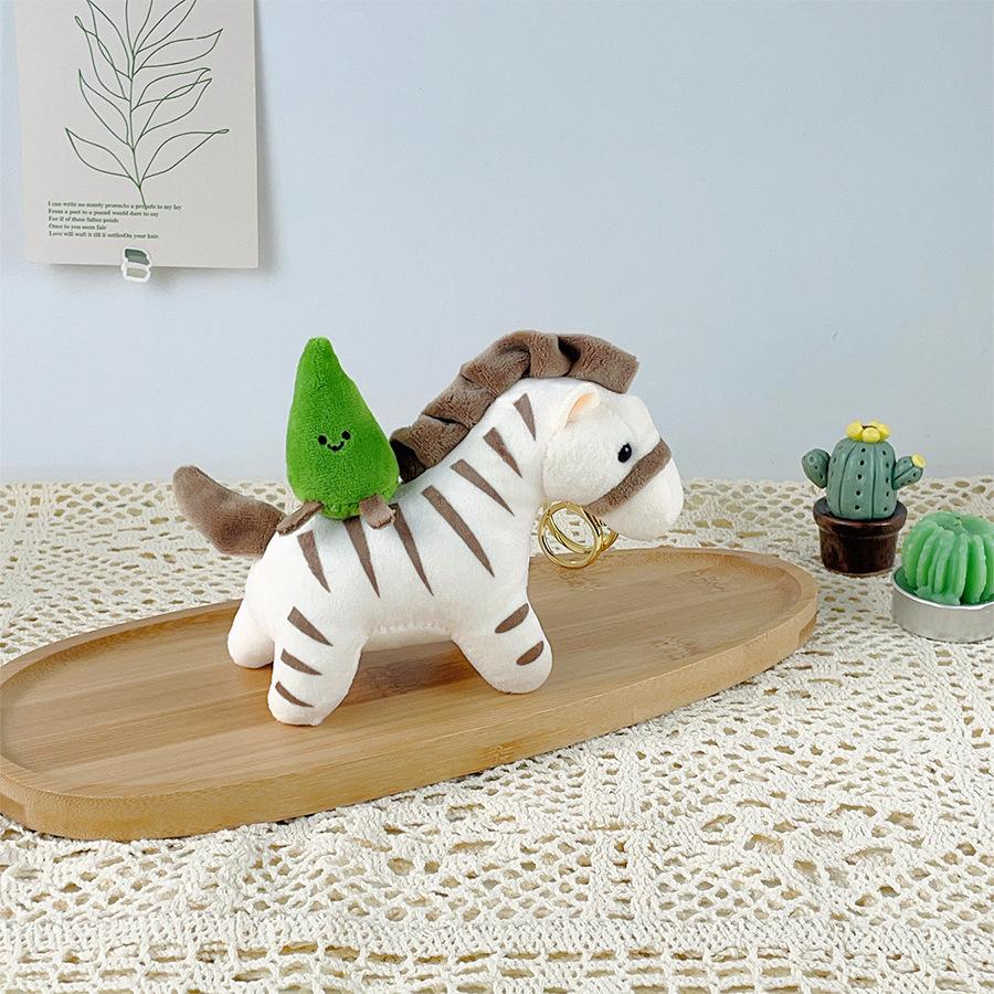 Cartoon Zebra Doll Pull Rope Doll Plush Toy Rag Doll Key Chain Bag Hanging Gift