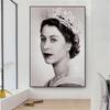 Modern Poster Queen Elizabeth II Portrait Prints Canvas Painting Black White Wall Art Canvas Office Wall Decor for Living Room